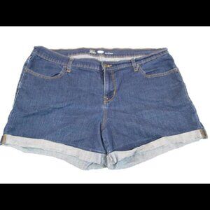 Old Navy Womens Dark Wash Semi Fle Distressed Jean Shorts Size 16